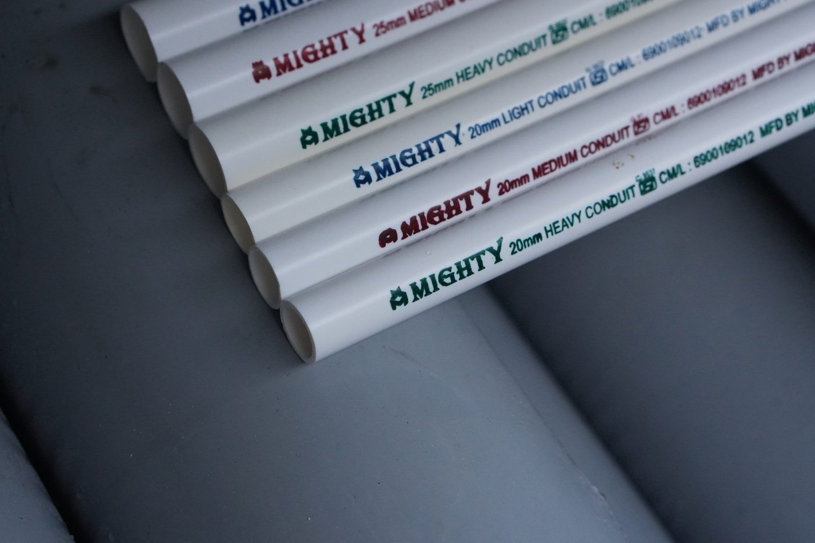 Mighty PVC electrical conduit pipes bundle, light medium and heavy