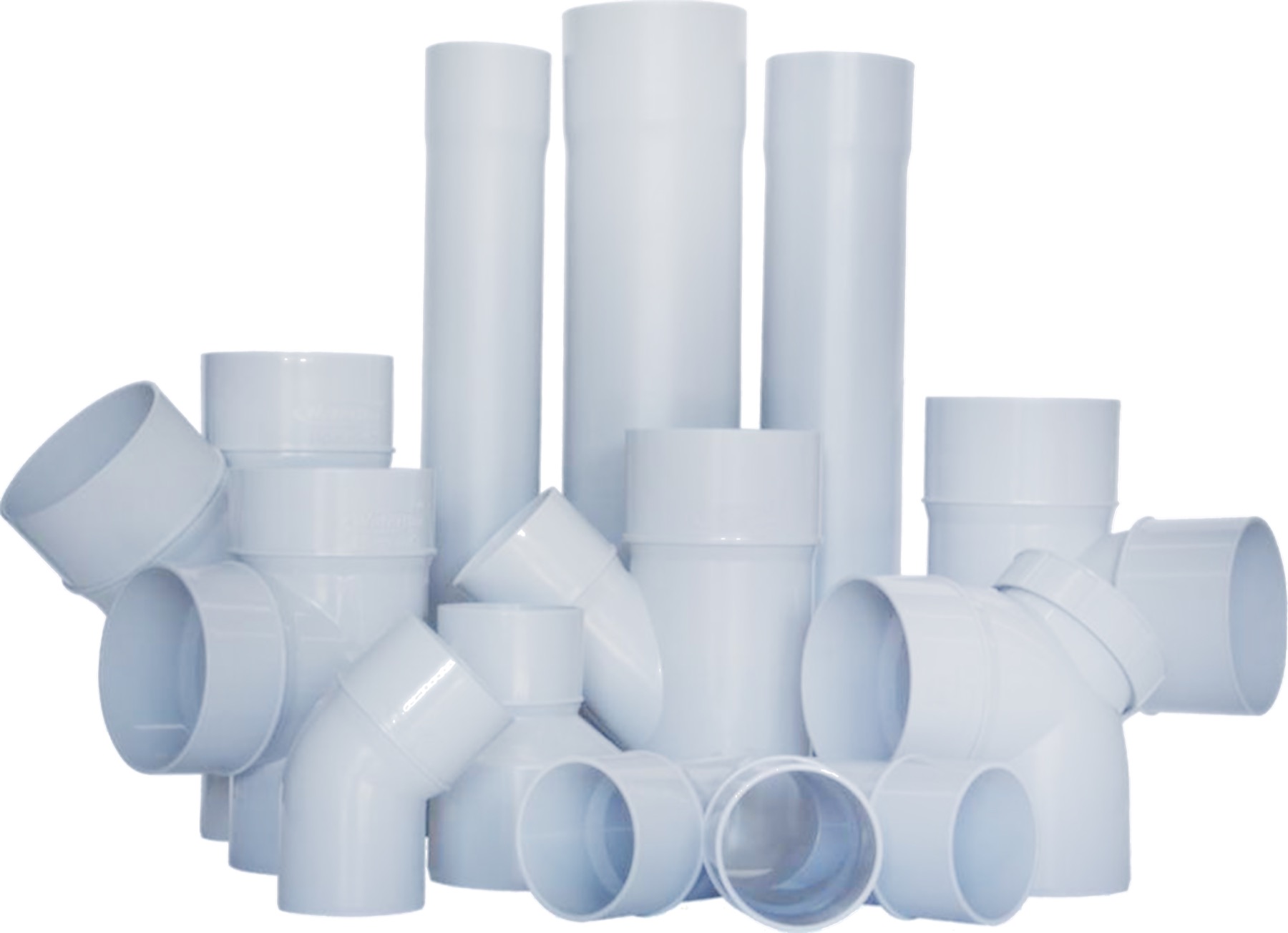 White uPVC pipes and plumbing fittings